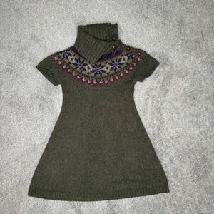 Ralph Lauren Kids Green Wool Blend Fair‎ Isle Knit Turtleneck Dress